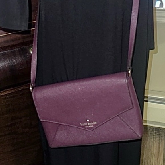 KATE SPADE Saffiano Leather Maroon Cedar Street Crossbody Bag Polkadot NWOT - Picture 9 of 12